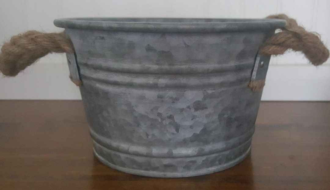 Galvanized Metal Bucket Rope Handles 7.75 Diameter X Etsy
