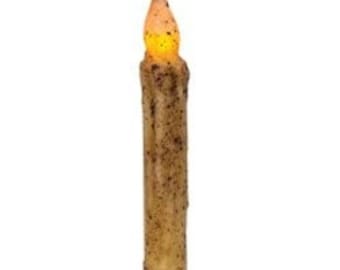 Four LED 6"  Burnt Ivory Timer Taper Candles, Battery Operated (set of 4)