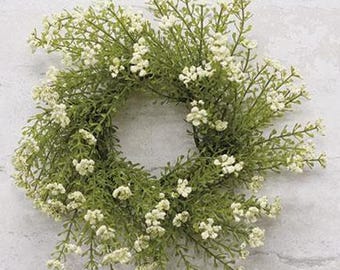 3" White Astilbe Candle Ring 10" Outside Diameter