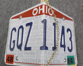 OHIO diamond shape wren birdhouse metal hanging chain cedar license plate GQZ 1143