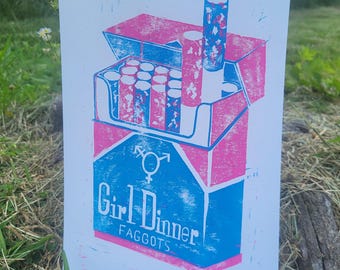 Girl Dinner Trans Cigarettes Block Print