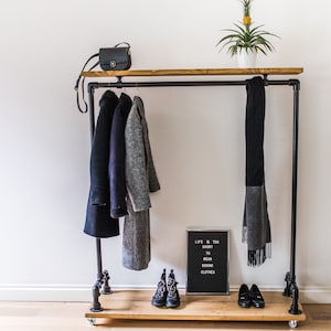 Black Industrial Style Clothes Rail With Reclaimed Wooden - Etsy UK