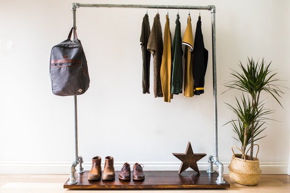 Industrial Style Clothes Rail Wardrobe Shoe Storage Etsy