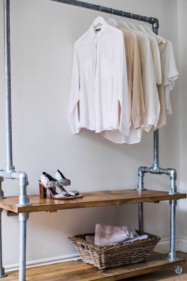 Industrial Style Clothes Rail With Two Bottom Shelves - Etsy