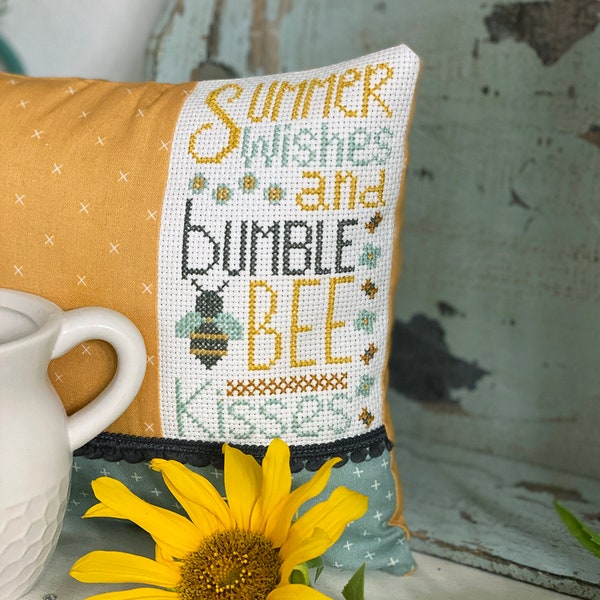 Bumblebee Kisses Cross Stitch by Lindsey Weight of Primrose Cottage Stitches - PDF Pattern
