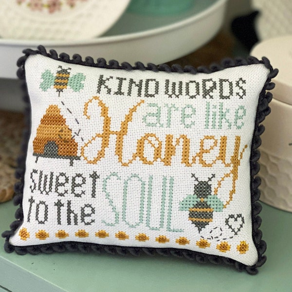 Kind Words Cross Stitch by Lindsey Weight of Primrose Cottage Stitches - PDF Pattern