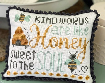 Kind Words Cross Stitch by Lindsey Weight of Primrose Cottage Stitches - PDF Pattern