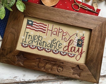 Happy Independence Day Cross Stitch door Lindsey Gewicht van Primrose Cottage Stitches - Patriottisch -PDF-patroon