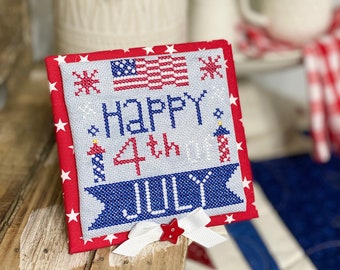 Happy 4th of July Cross Stitch by Katie Rogers of Primrose Cottage Stitches - PDF Pattern