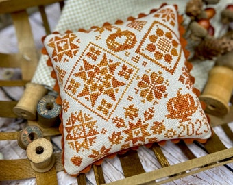 Autumn Quaker Cross Stitch by Lindsey Weight of Primrose Cottage - PDF Pattern