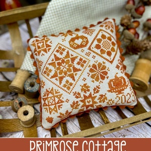 Autumn Quaker Cross Stitch by Lindsey Weight of Primrose Cottage - PDF Pattern