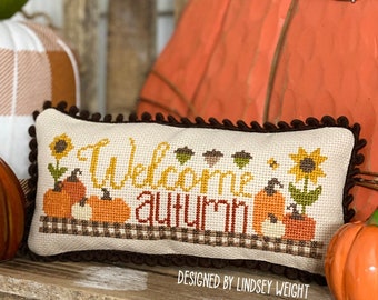 Welcome Autumn Cross Stitch by Lindsey Weight of Primrose Cottage Stitches - PDF Pattern