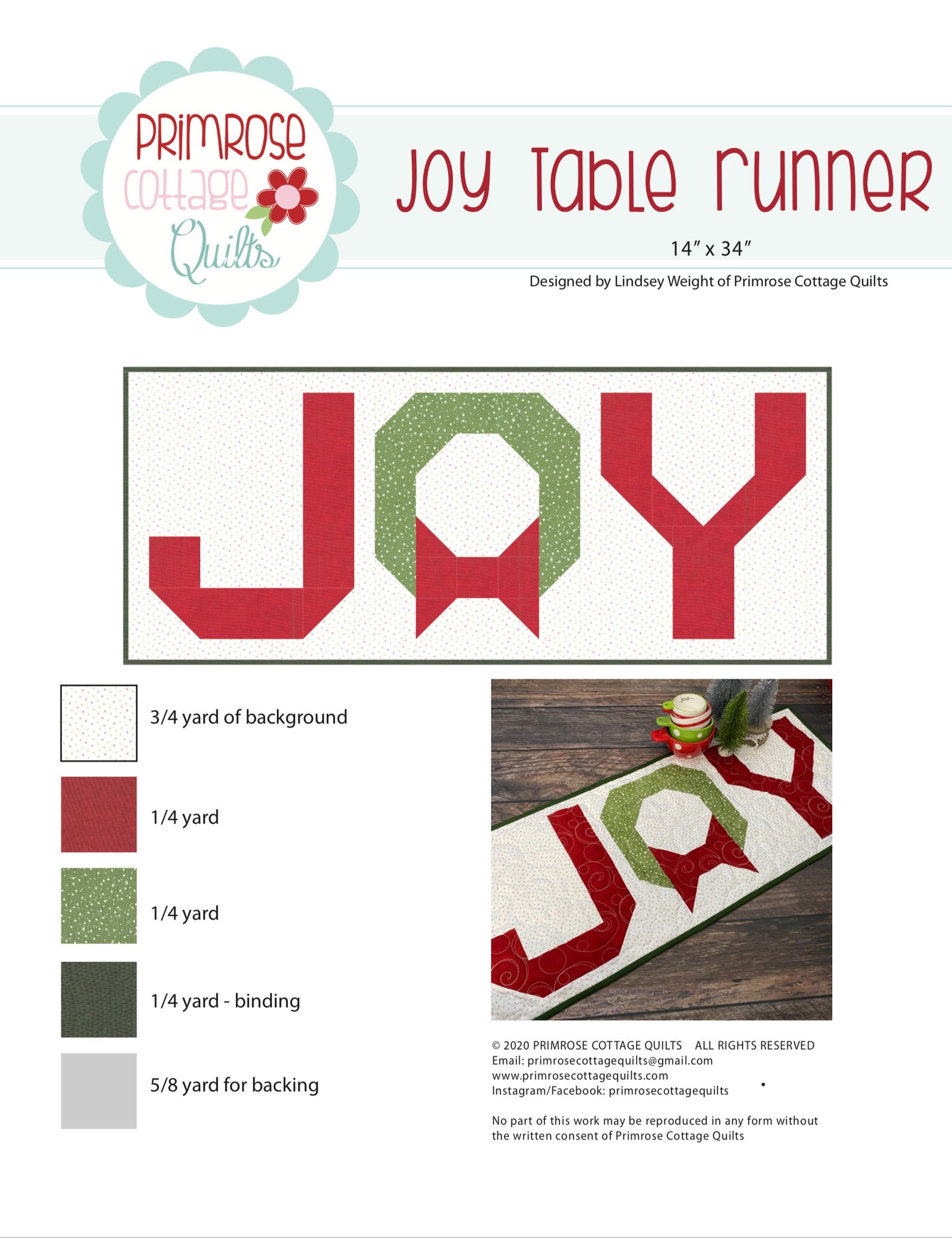 Joy Table Runner - PDF Pattern - Etsy