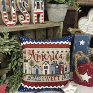 America My Home Sweet Home Korsstygn av Lindsey Primrose Cottages vikt - PDF-mönster