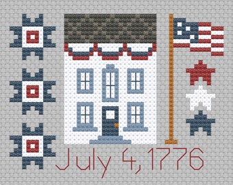 July 4, 1776 House - Bonus chart included - PDF Pattern