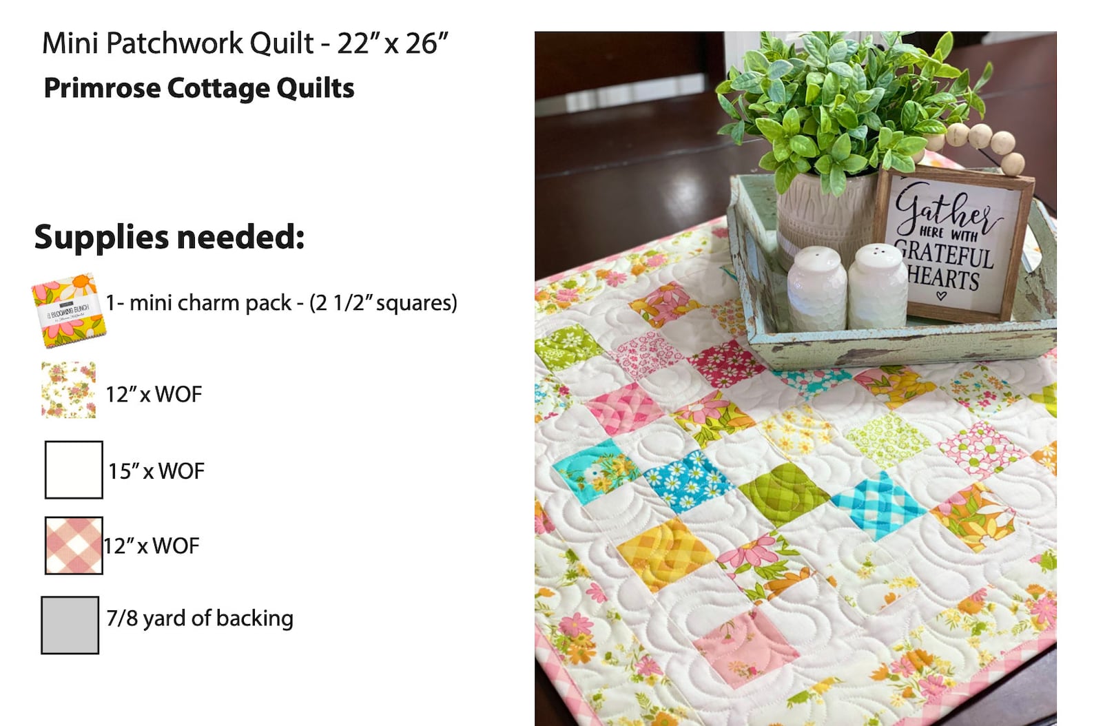 Mini Patchwork Quilt PDF Pattern Etsy