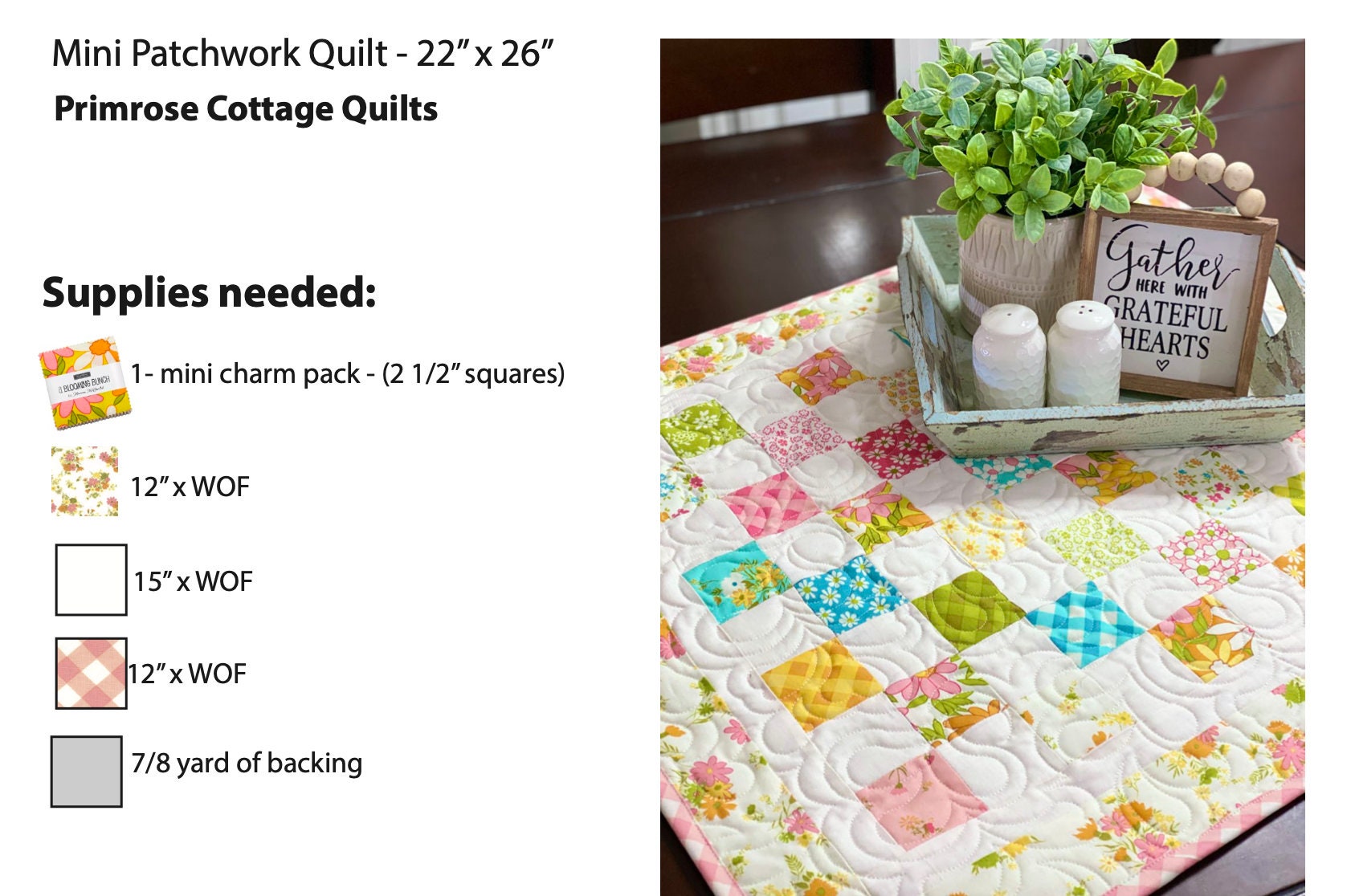 Mini Patchwork Quilt - PDF Pattern - Etsy