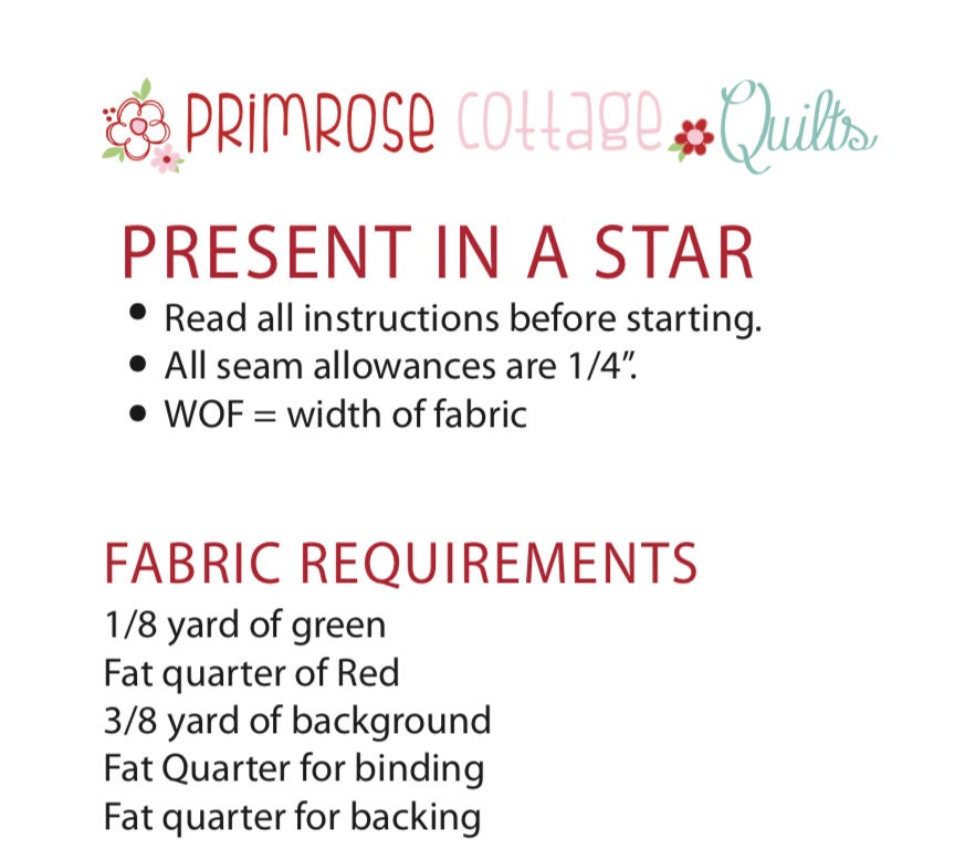 Present in a Star Block - PDF Pattern - Etsy Canada