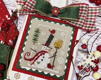 Snowman 2023 Cross Stitch by Lindsey Weight of Primrose Cottage - PDF Pattern