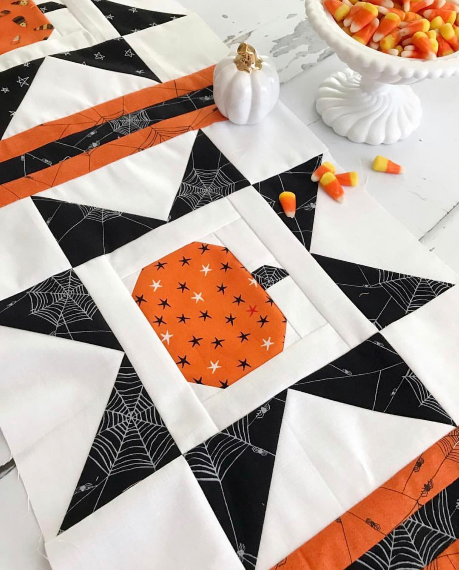 Pumpkin in a Star Block - PDF Pattern - Etsy