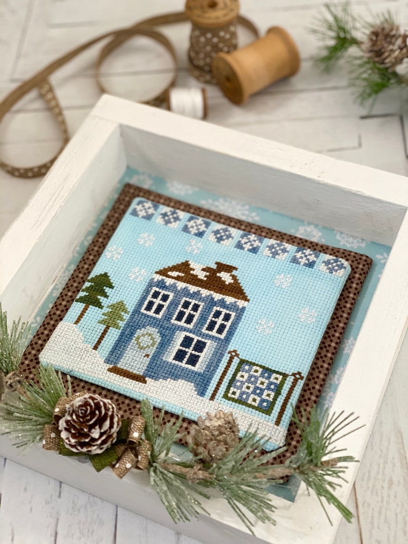 Winter House Cross Stitch by Lindsey Weight of Primrose Cottage Stitches PDF Pattern image 1