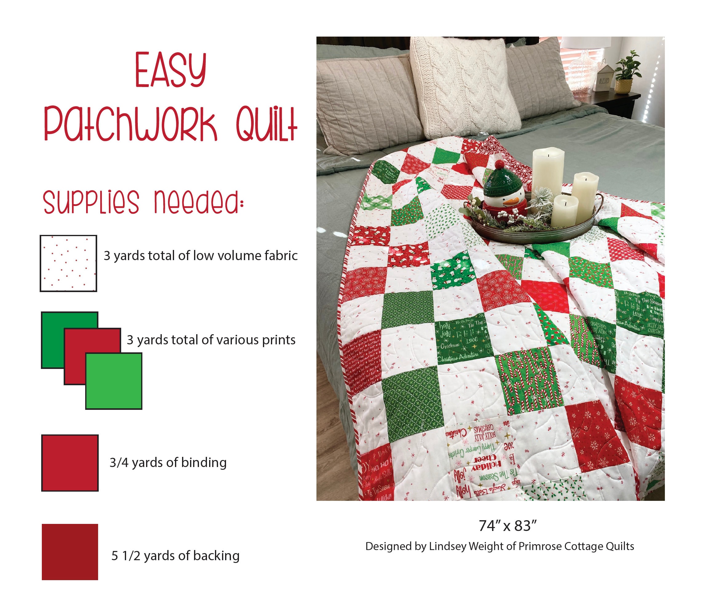 Patchwork Quilt Patterns Pdf Easy Patchwork Quilt - PDF Pattern - Etsy