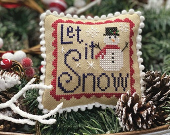 Let it Snow Christmas Stamp Cross Stitch by Lindsey Weight of Primrose Cottage Stitches - PDF Pattern