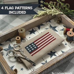 Flags on the 4th 1 first release a collection of 4 flag patterns Patriotic By Lindsey Weight PDF Pattern image 1