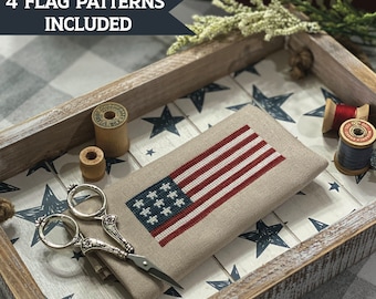 Flags on 4th - (versione n. 1) una raccolta di 4 modelli di bandiere - Patriottico - Modello PDF di Lindsey Weight