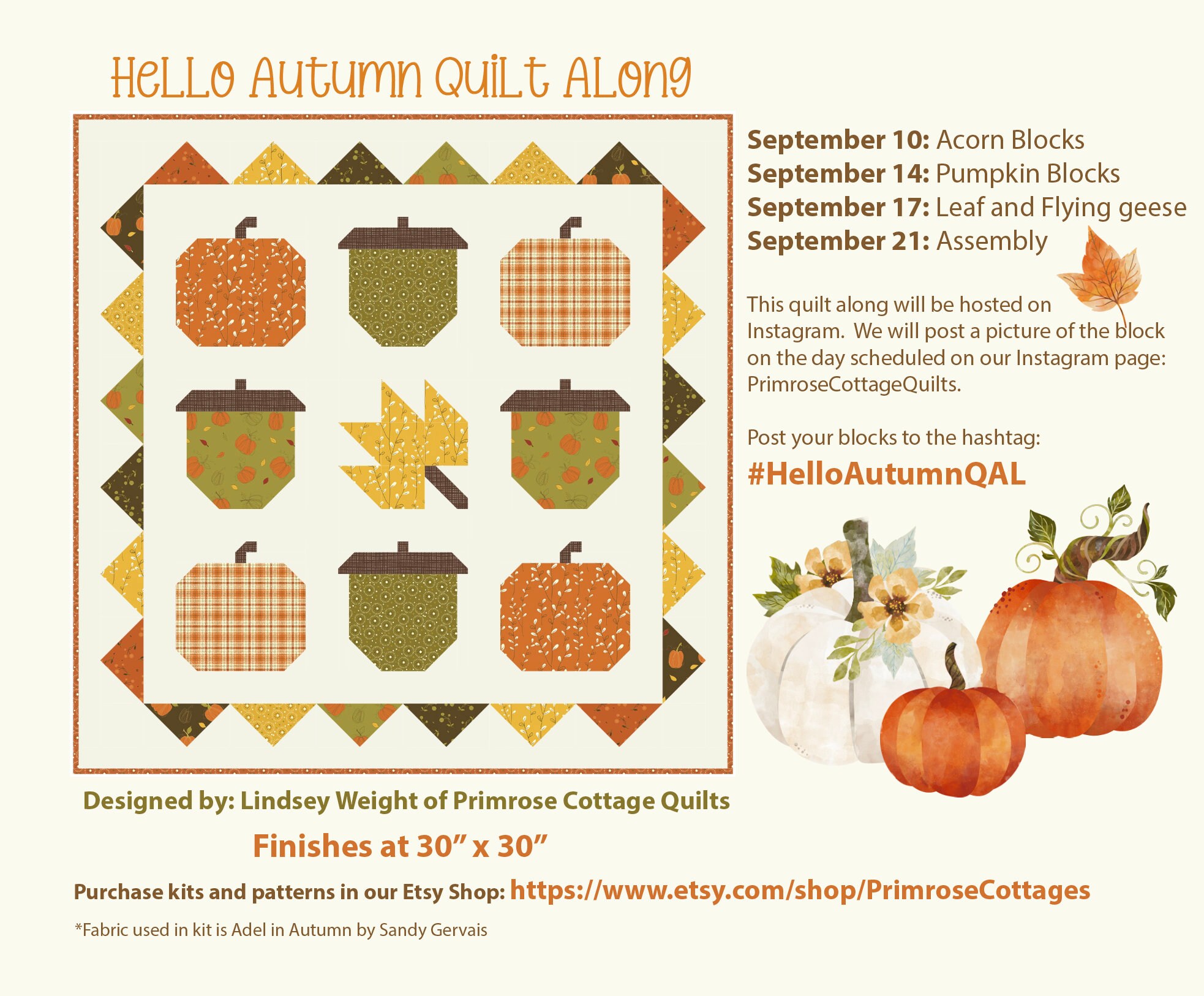 Hello Autumn PDF Quilt Pattern - Digital Pattern - Etsy