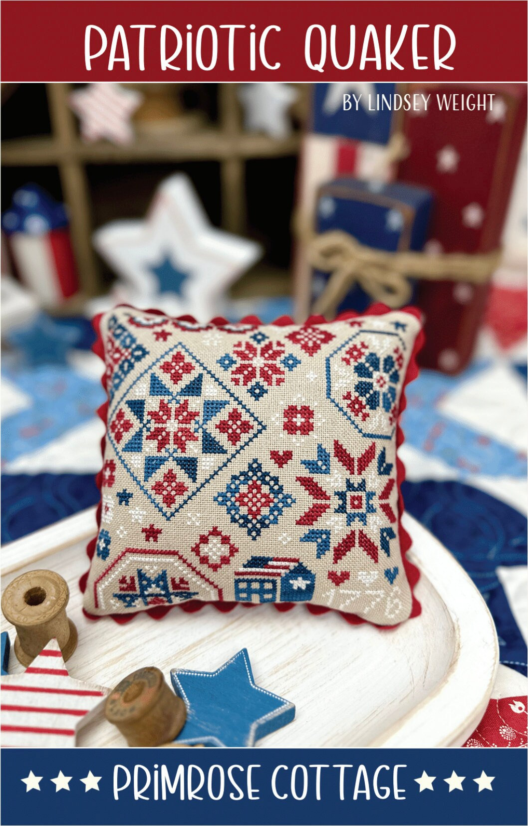 Patriotic Quaker Cross Stitch by Lindsey Weight of Primrose