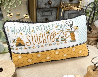 I Would Rather Bee Stitching Cross Stitch by Lindsey Weight of Primrose Cottage - PAPER Pattern PCS108