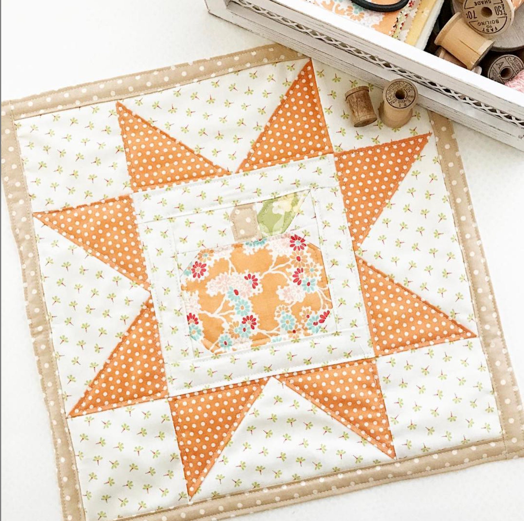 Pumpkin in a Star Block - PDF Pattern - Etsy