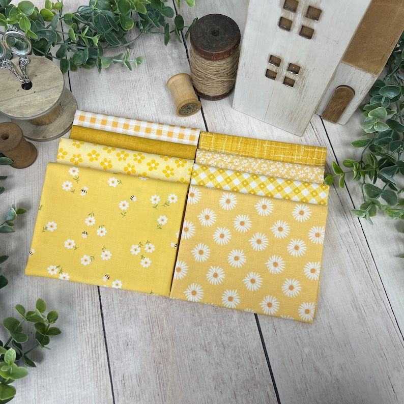 Sunshine Yellow 8 Fat Quarters curated by Primrose Cottage FQB-137 image 1