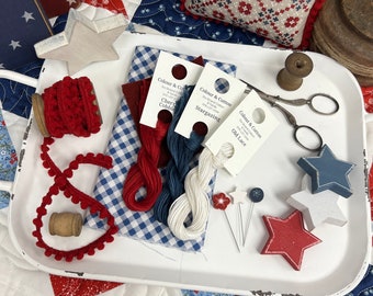 Red, White, and Blue Quilt Finishing Kit/Floss Pack By Lindsey Weight of Primrose Cottage FK-127