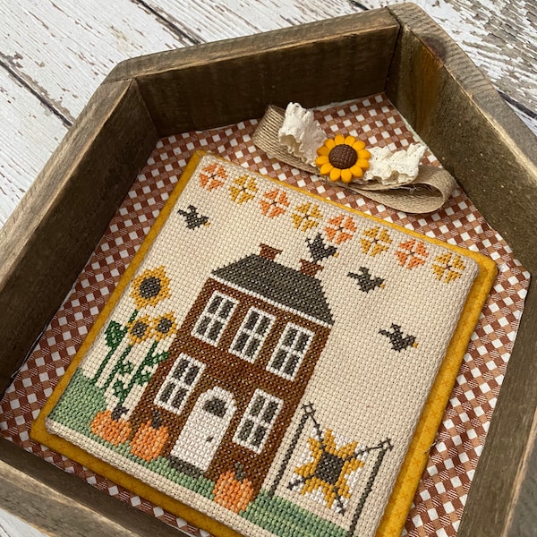 Autumn House Cross Stitch by Lindsey Weight of Primrose Cottage Stitches - PDF Pattern