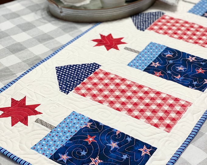 Rail Romp Table Runner Quilt Pattern, TINY13, Yardage Friendly Table ...