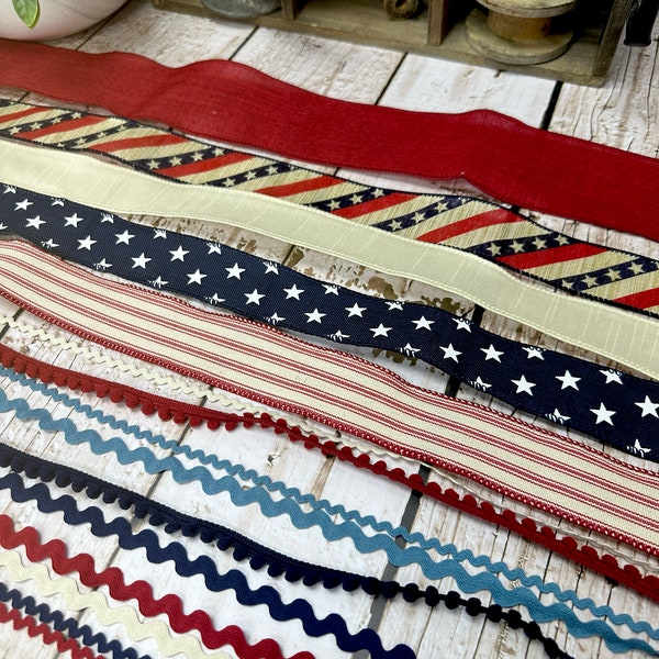 Americana Trim/Ribbon Bundle 15 Pieces Curated by Katie Rogers - TB-003