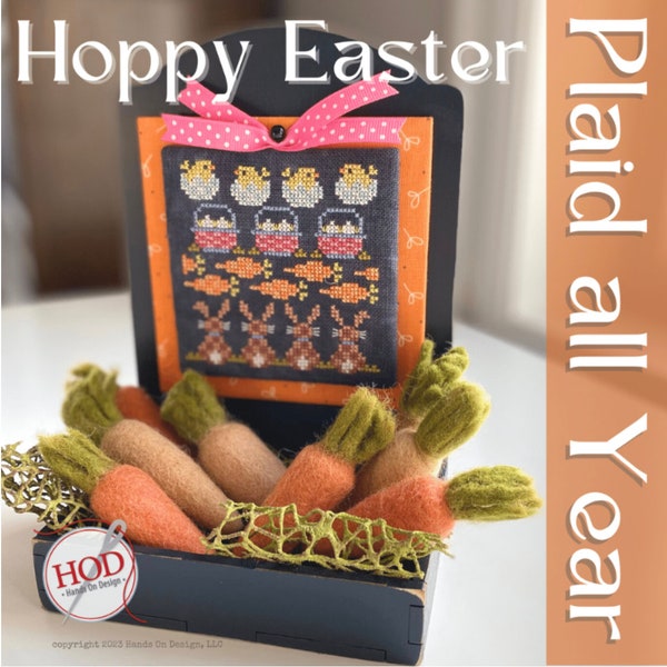 Hoppy Easter Plaid all Year Cross Stitch By Hands on Design - Paper Pattern