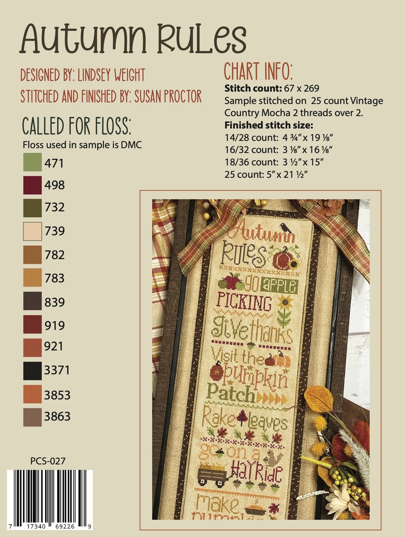 Autumn Rules by Lindsey Weight of Primrose Cottage Stitches PDF Pattern image 2