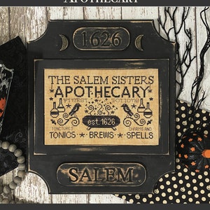 The Salem Sisters Apothecary Cross Stitch door Lindsey Weight of Primrose Cottage - pdf-patroon