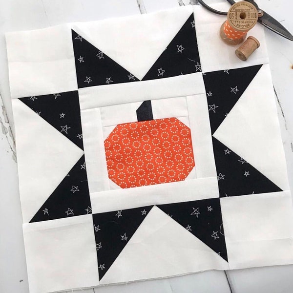 Pumpkin in a Star Block - PDF Pattern