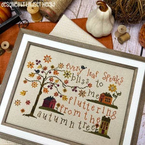 Leaves of Autumn Cross Stitch by Lindsey Weight of Primrose Cottage - PDF Pattern