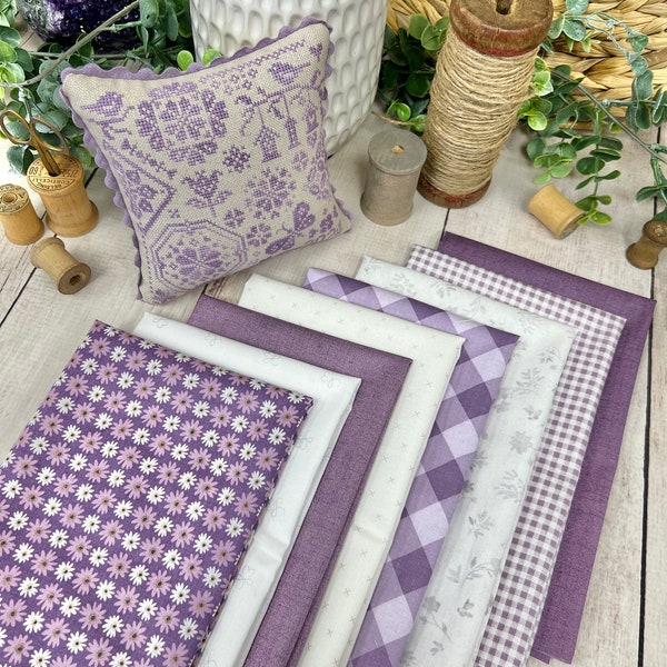 Spring into Purple Assorted Fabrics Curated by Primrose Cottage 8 Fat Quarters FQB-160