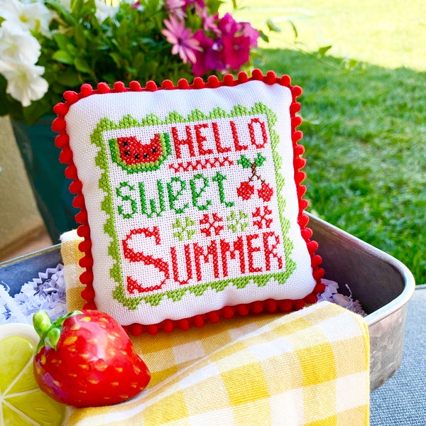 Sweet Summer - Summer Stamps Cross Stitch by Lindsey Weight of Primrose Cottage Stitches - PDF Pattern