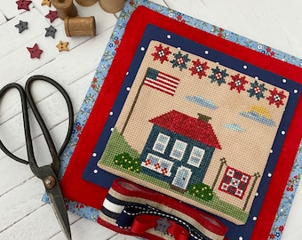 Summer House Cross Stitch by Lindsey Weight of Primrose Cottage Stitches - Patriotic - PDF Pattern