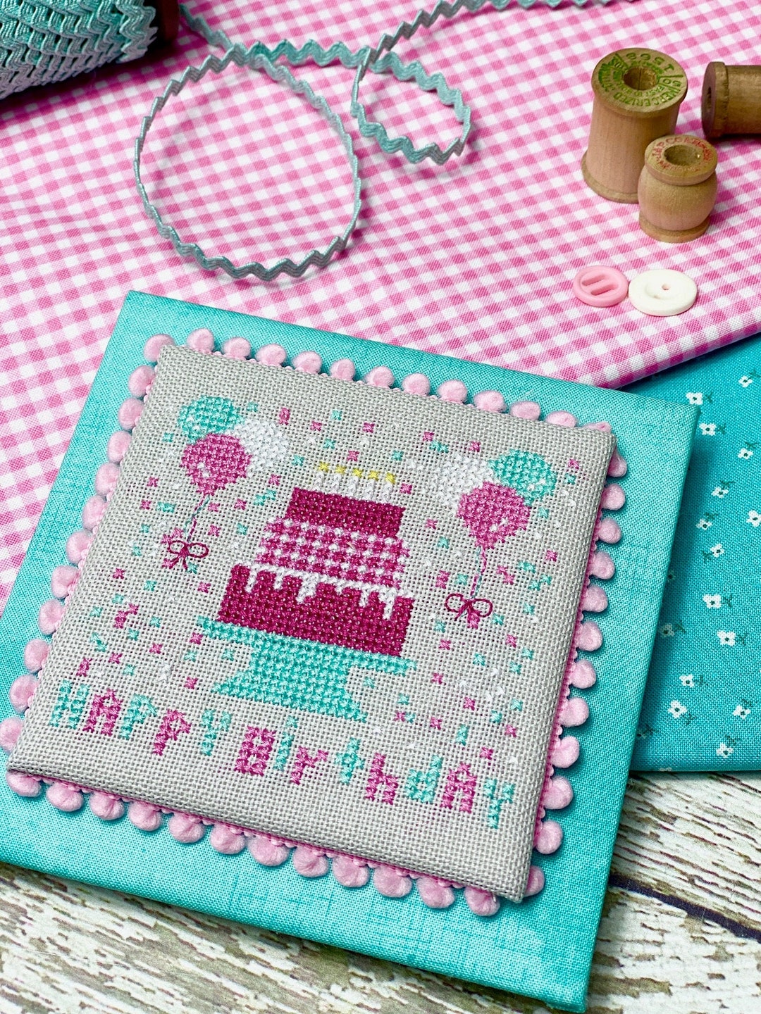Happy Birthday Cross Stitch by Katie Rogers of Primrose Cottage