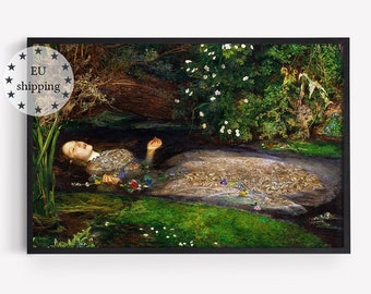 ミレー　『オフィーリア』額装品アート ジョン・エヴァレット・ミレー作「オフィーリア」額入りプリント