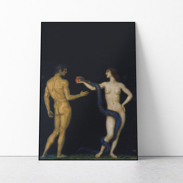 Adam and Eve de Franz von Stuck Poster, Symbolism Art Print, Fine Art Print, Dark Wall Art