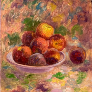 Original Oil Painting, Still life painting with peaches